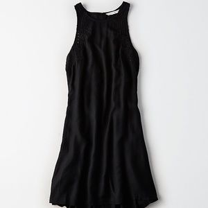 High Neck Shift Dress With Lace Details